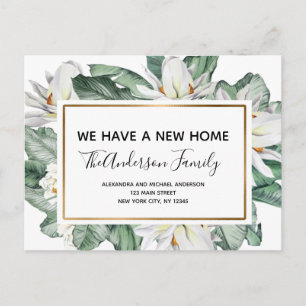 Budget Bewegende Aankondiging Tropische Bloemen Po Briefkaart