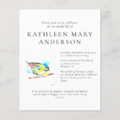 BUDGET Bird Celebration of Life Invitation (Voorkant)