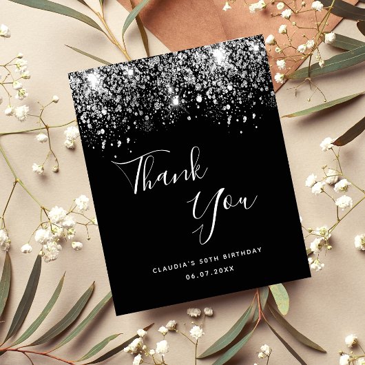 Budget Birthday Black Silver Glitter bedankt