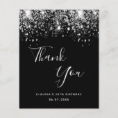 Budget Birthday Black Silver Glitter bedankt (Voorkant)
