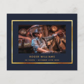 Budget Birthday blauwe goudfoto bedankt! (Achterkant)