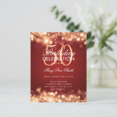 Budget Birthday Elegant Gold Red Licht Invite (Staand voorkant)