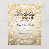 Budget Birthday Elegant Gold Sparkle Licht Invite (Voorkant)