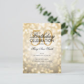 Budget Birthday Elegant Gold Sparkle Licht Invite Briefkaart (Staand voorkant)