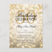 Budget Birthday Elegant Gold Sparkle Licht Invite Briefkaart (Voorkant)