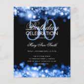 Budget Birthday Elegant Navy Blue Lights Invite (Voorkant)
