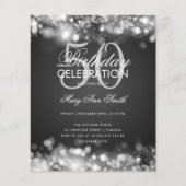 Budget Birthday Elegant Silver Licht Invite (Voorkant)