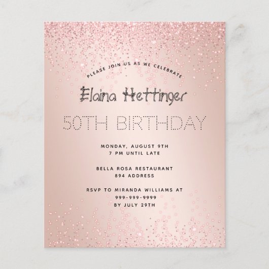 Budget Birthday Glitter Roos Gold Metal (Voorkant)