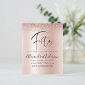 Budget Birthday Glitter Roos Gold Pink Uitnodiging (Staand voorkant)