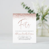 Budget Birthday Glitter Roos Gold Uitnodiging (Staand voorkant)