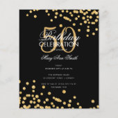 Budget Birthday Gold Glitter Confetti Black Flyer (Voorkant)