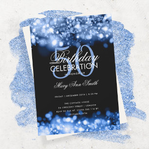 Budget Birthday Party Elegant Navy Blue Lights Kaart