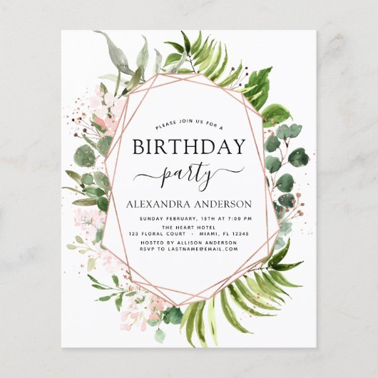 Budget Birthday Party Eucalyptus Botanical Flyer (Voorkant)