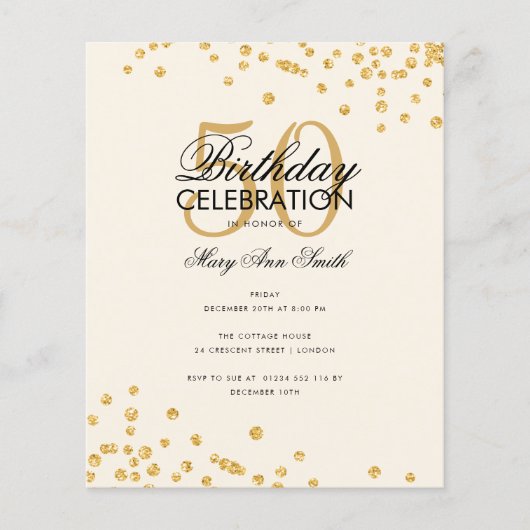 Budget Birthday Party Glitter Confetti Gold (Voorkant)