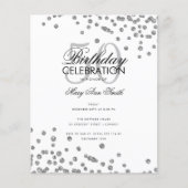 Budget Birthday Party Silver Glitter Confetti Flyer (Voorkant)