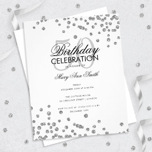 Budget Birthday Party Silver Glitter Confetti Flyer