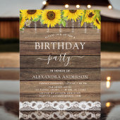 Budget Birthday Party Sunflower Rustic Uitnodiging