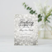 Budget Birthday Silver Sparkle Light Invite Briefkaart (Staand voorkant)