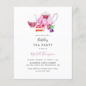 Budget Birthday Tea Party roze Teapot Script (Voorkant)