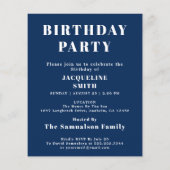 Budget Birthday Uitnodiging Blauw Wit Flyer (Achterkant)