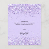 Budget Birthday violet glitter stof dank u (Achterkant)