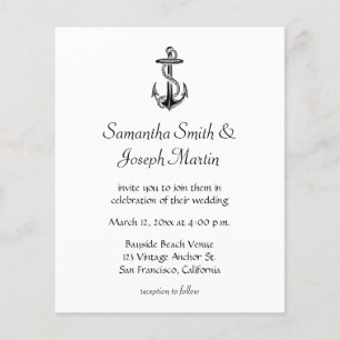 Budget Black Anchor Wedding Uitnodiging