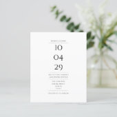 Budget Black and White Date Wedding Invitation (Staand voorkant)