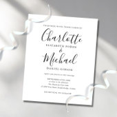 Budget Black and White Script Wedding Invitation
