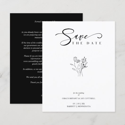 Budget Black Chic Trendy Wedding Wildflowers (Voorkant / Achterkant)