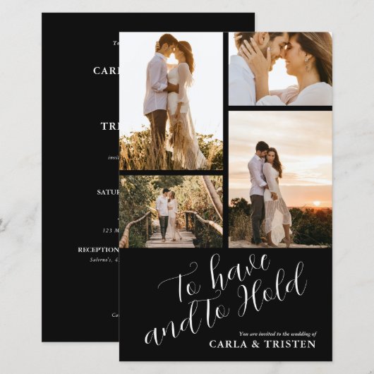 Budget Black Collage 4 Foto Weddenschap (Voorkant / Achterkant)