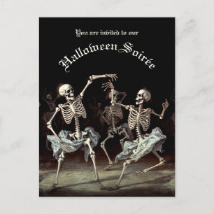 Budget Black Death Dancing Skeletons Halloween Uitnodiging Briefkaart