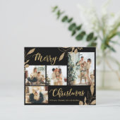 Budget Black en Gold Photo Collage-kerstkaart (Staand voorkant)
