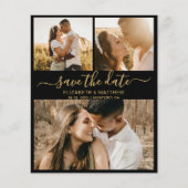 Budget Black en Gold Script Photo Save the Date (Voorkant)