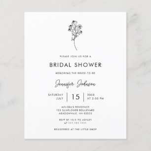 BUDGET Black en White Floral Vrijgezellenfeest Uit Flyer