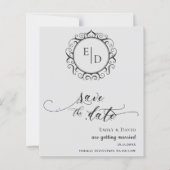 Budget Black en White Monogram Whimsical Wedding (Voorkant)
