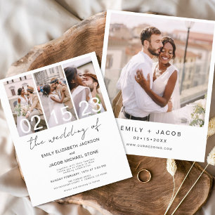 Budget Black en White Photo Wedding Invitation