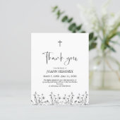 Budget Black Floral Carte de remerciements (Debout devant)