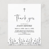 Budget Black Floral Carte de remerciements (Devant)