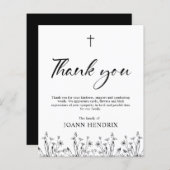 Budget Black Floral Carte de remerciements (Devant / Derrière)