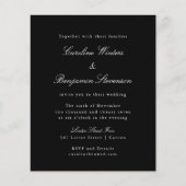 Budget Black Formal Elegant Wedding Uitnodiging (Voorkant)