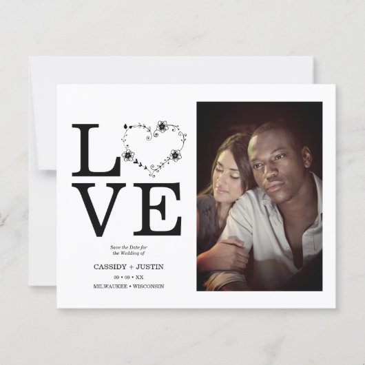 Budget Black Funny Floral Love Heart Aangepaste Fo (Voorkant)