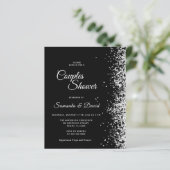 Budget Black Glitter Couples Shower Uitnodiging (Staand voorkant)