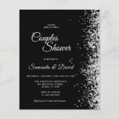 Budget Black Glitter Couples Shower Uitnodiging (Voorkant)