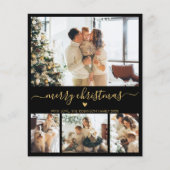 Budget Black Gold 4 Photo Collage Carte de Noël (Devant)