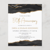 Budget Black Gold Agate 50th Anniversary Invite (Voorkant)