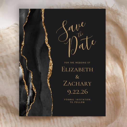 Budget Black Gold Agate Dark Save the Date
