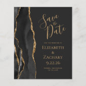 Budget Black Gold Agate Dark Save the Date (Voorkant)