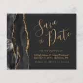Budget Black Gold Agate Dark Wedding Save the Date (Voorkant)