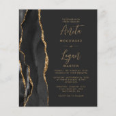 Budget Black Gold Agate Elegant Script Weddenschap (Voorkant)