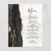 Budget Black Gold Agate Marble Wedding Menu (Voorkant)